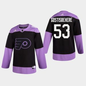 Flyers Shayne Gostisbehere #53 Hockey Fights Cancer Practice Schwarz